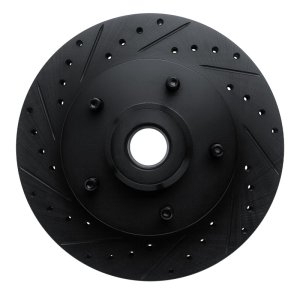 Dodge B200 Van Brake Rotor (1) - Front Left - R1 Concepts - Drilled & Slotted - Black - `94-`02